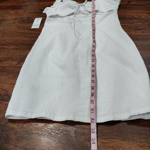 NWT Guess Gauzy Twee Y2k Cottagecore Smocked Mini Dress White Womens Size Medium - Picture 6 of 11
